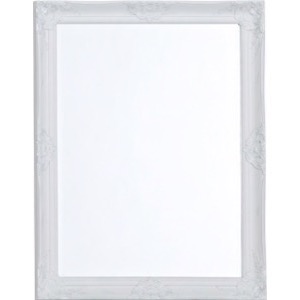 Hvidt spejl facet let barok m/lidt sølv i mønstret 70x90cm - Se flere Hvide spejle